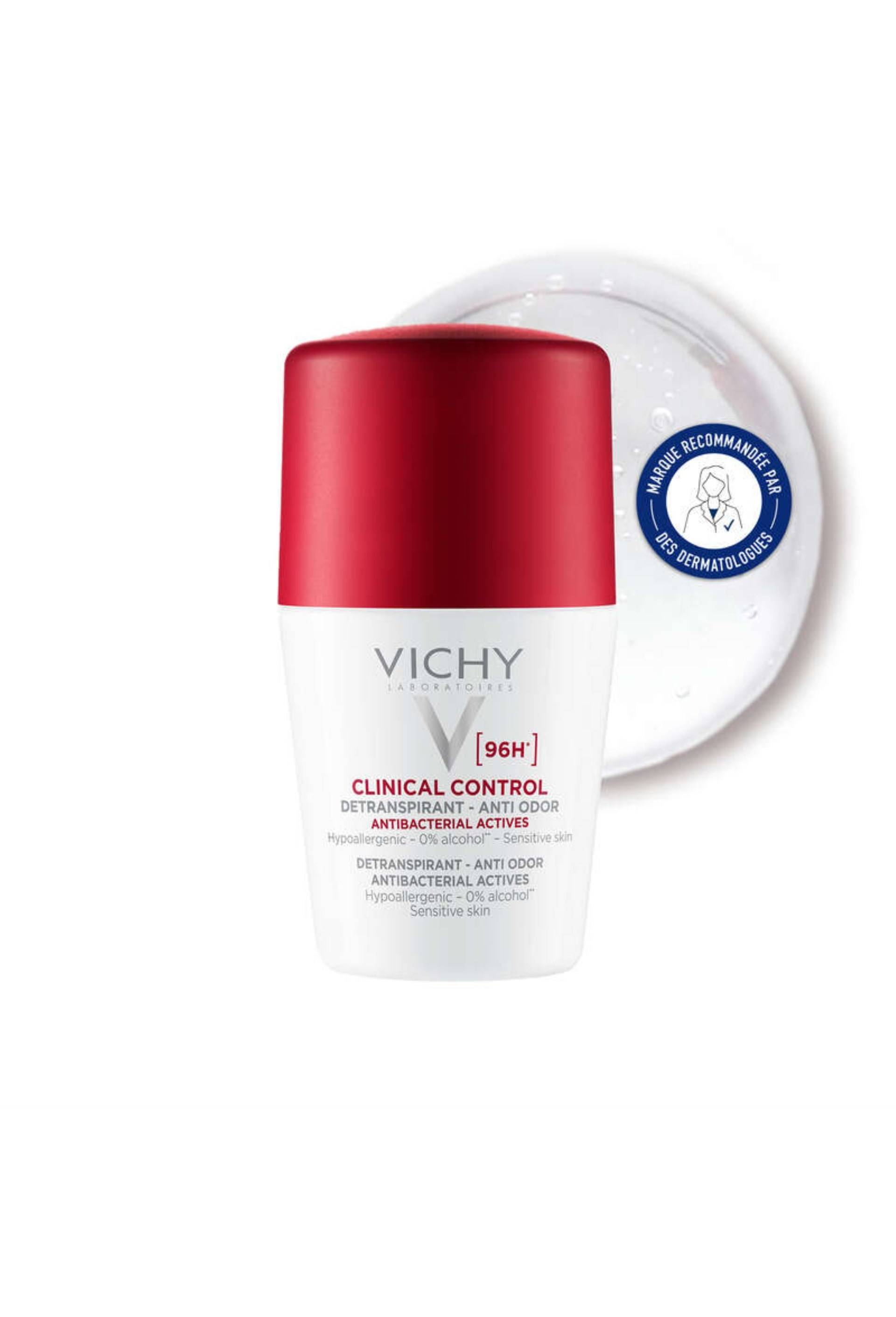 Vichy d&eacute;odorant 96h clinical control antitranspirant et anti-odeur roll-on 50ml, Transparent, large image number 0.0