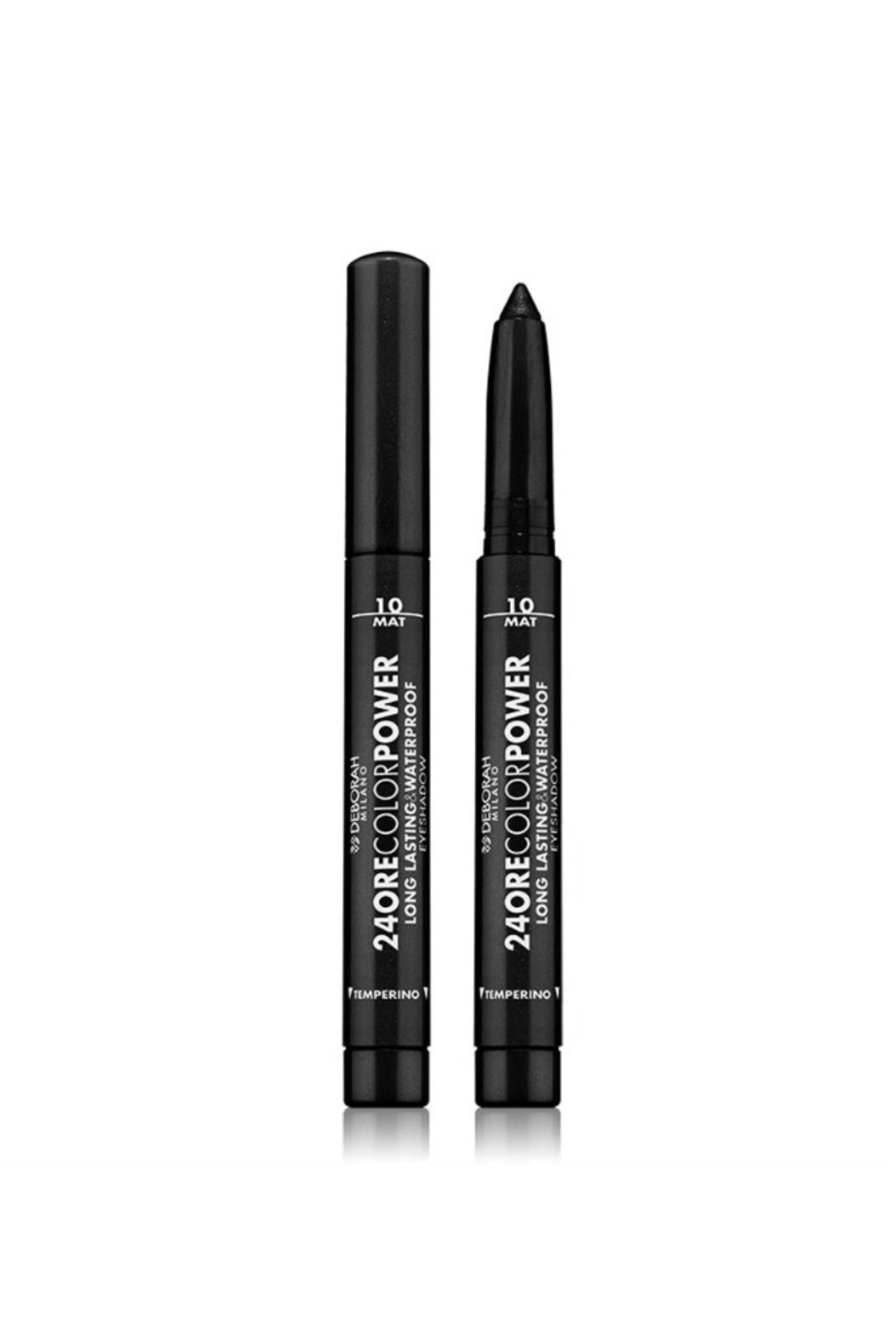 24ore color power crayon ombre &agrave; paupi&egrave;res waterproof et longue tenue, 10 Mat black, swatch image