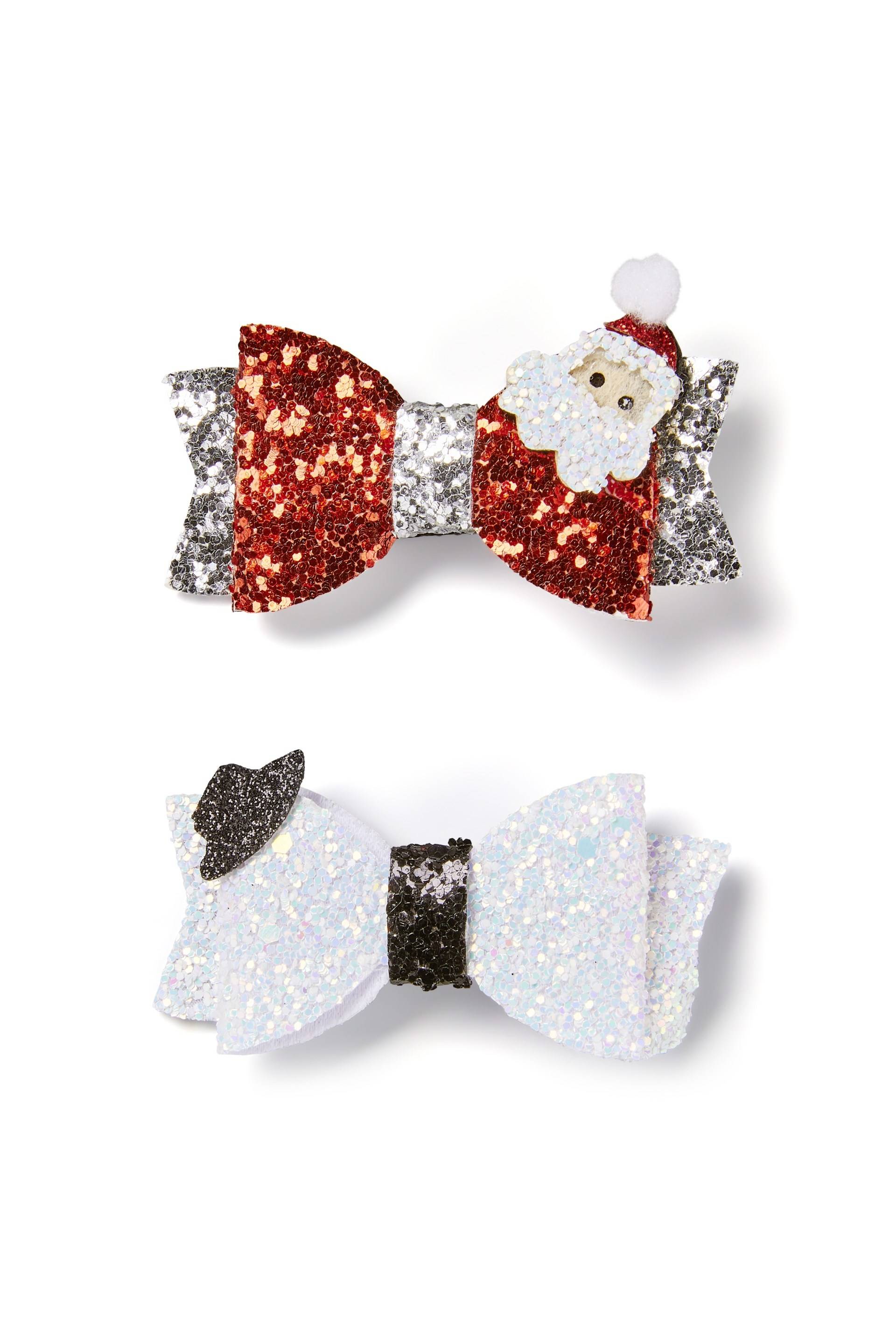 Barrettes noeuds de no&euml;l, Rouge et blanc, large image number 0.0