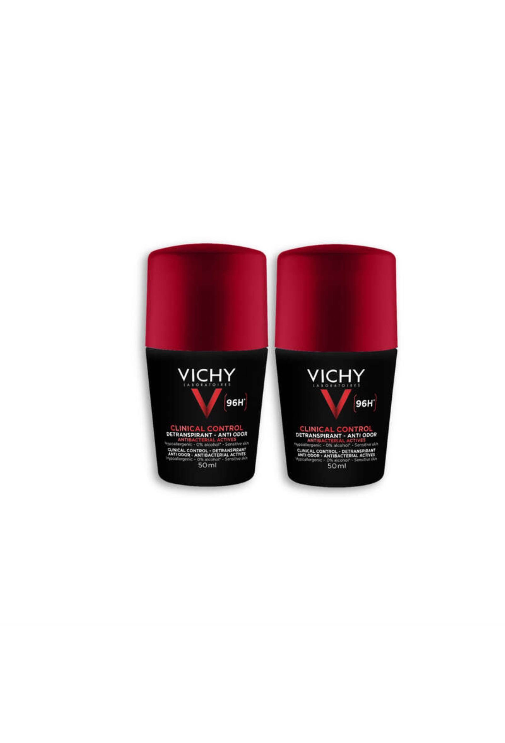 Lot*2x50ml vichy homme deodorant clinical control 96h roll-on fr, Transparent, large image number 0