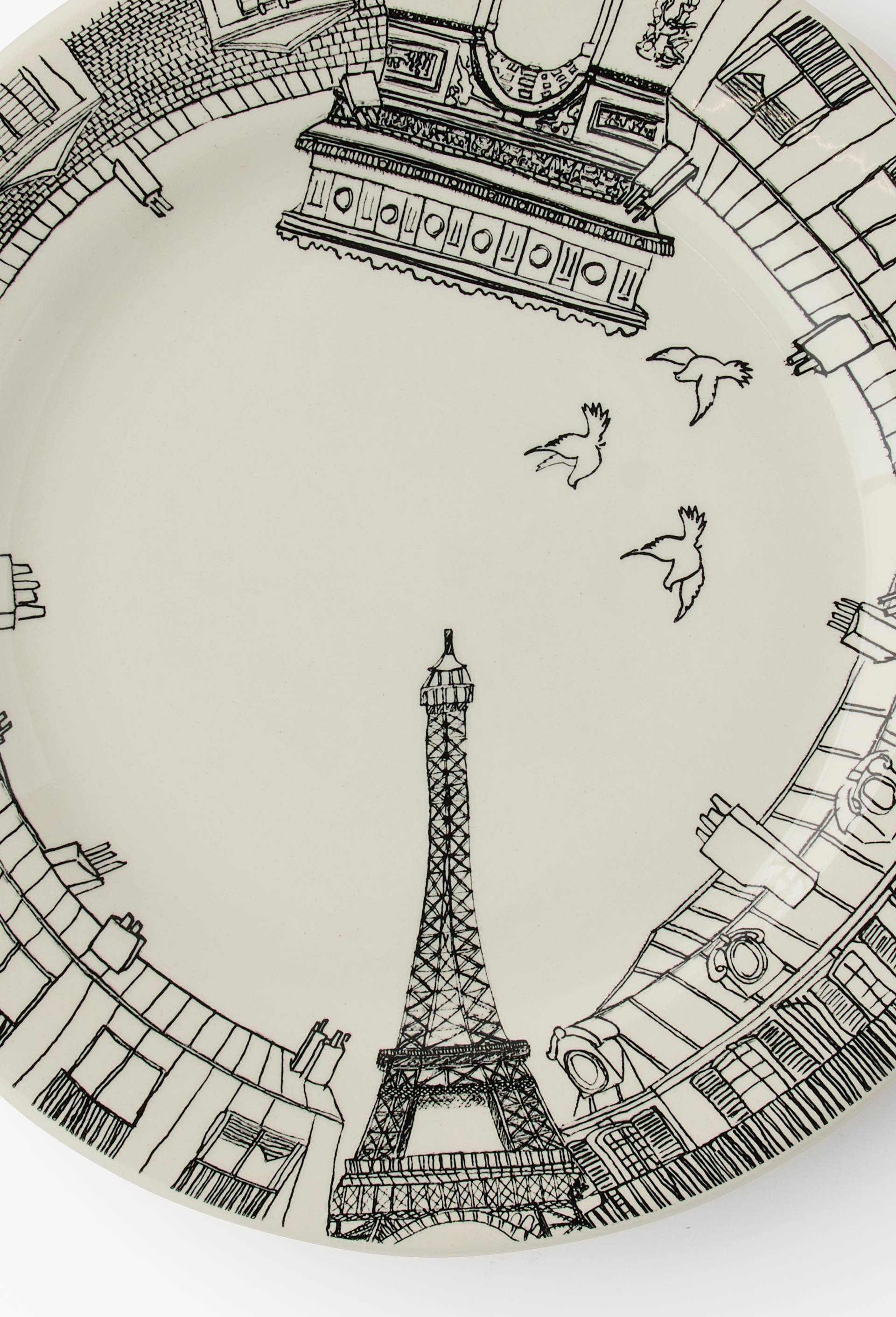 Assiette motif Paris, 22cm, en c&eacute;ramique, , large image number 1.0