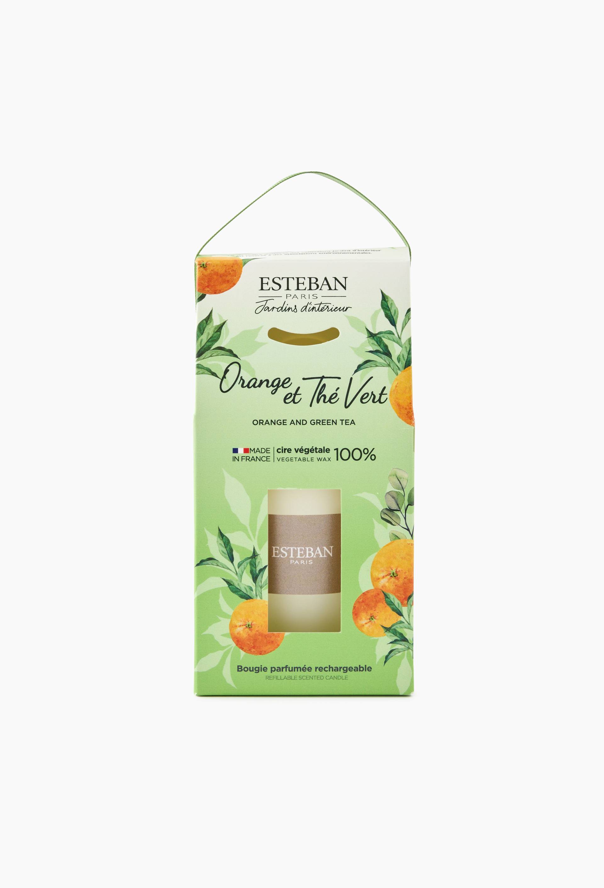 Bougie parfum&eacute; rechargeable - Orange et Th&eacute; Vert 180GR, , large image number 0