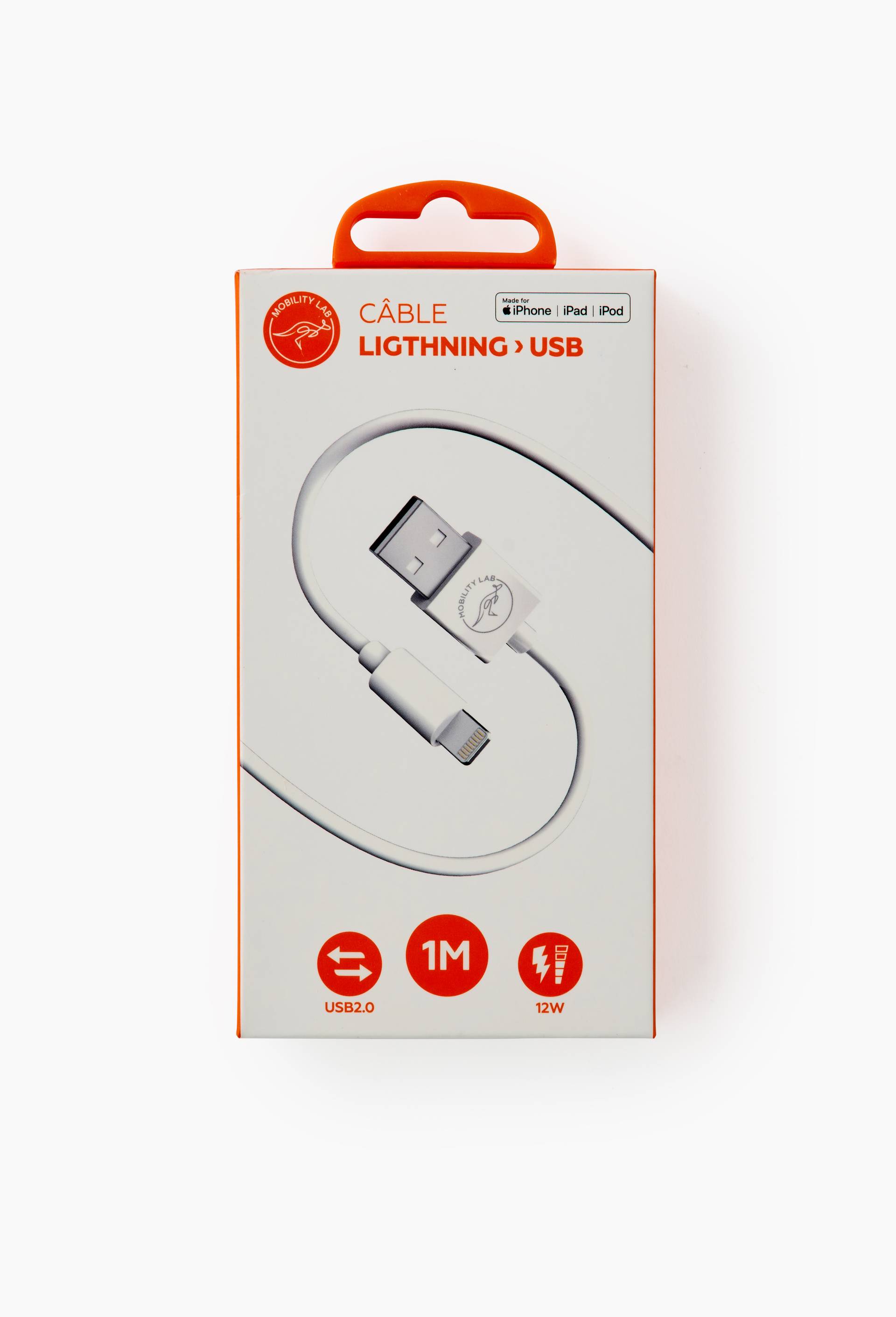 C&acirc;ble usb vers lightning, 1m, , large image number 0