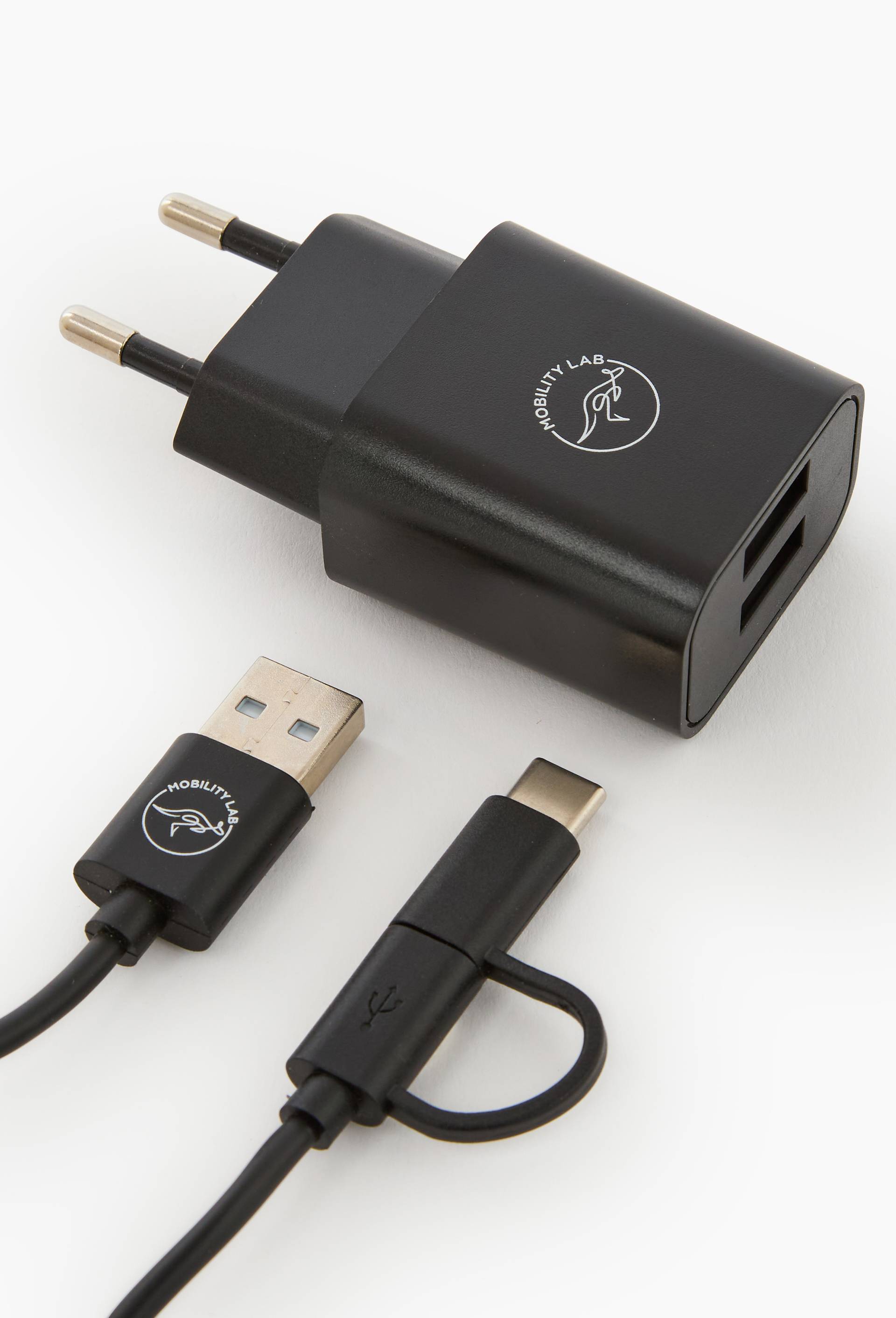 Chargeur, avec c&acirc;ble 2 en 1 micro USB et USBC, , large image number 1