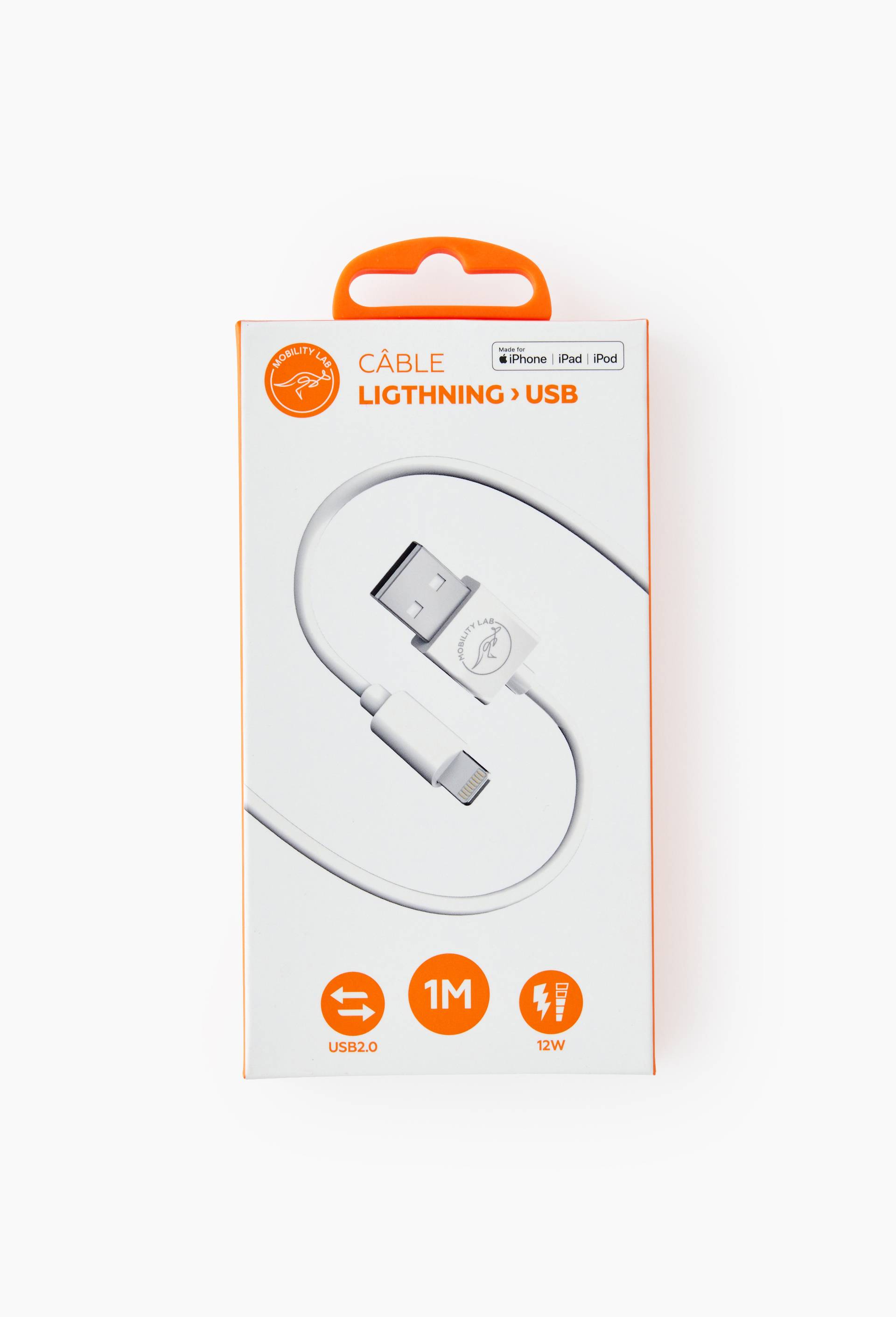 C&acirc;ble usb vers lightning, 1m, , large image number 0