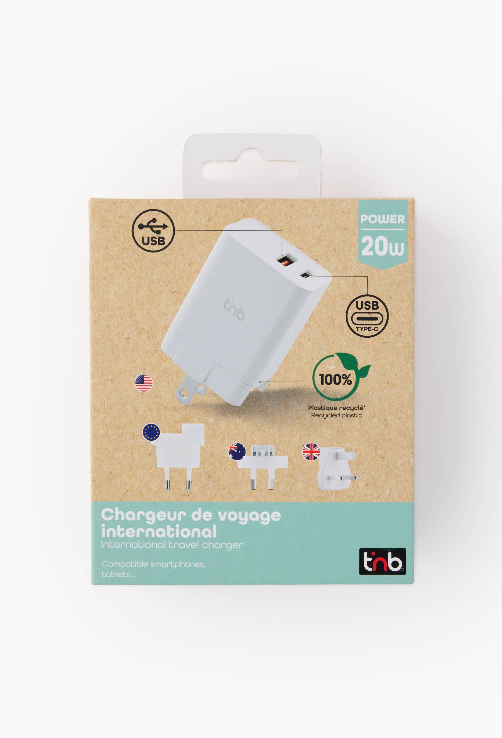 Chargeur international USB 20W -  blanc, , large image number 1
