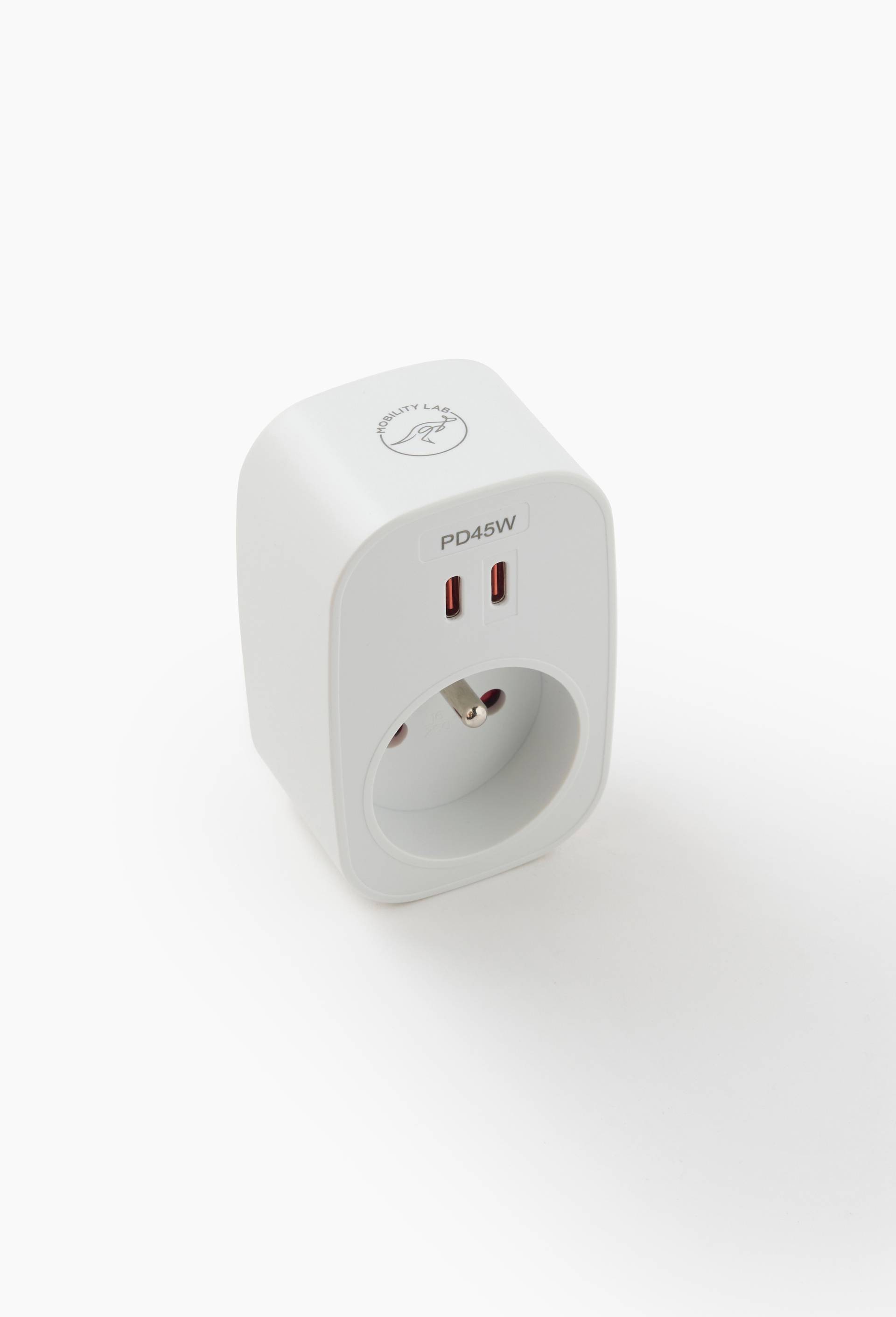 Prise murale + 2 USB-C 45W- Blanc, , large image number 0.0