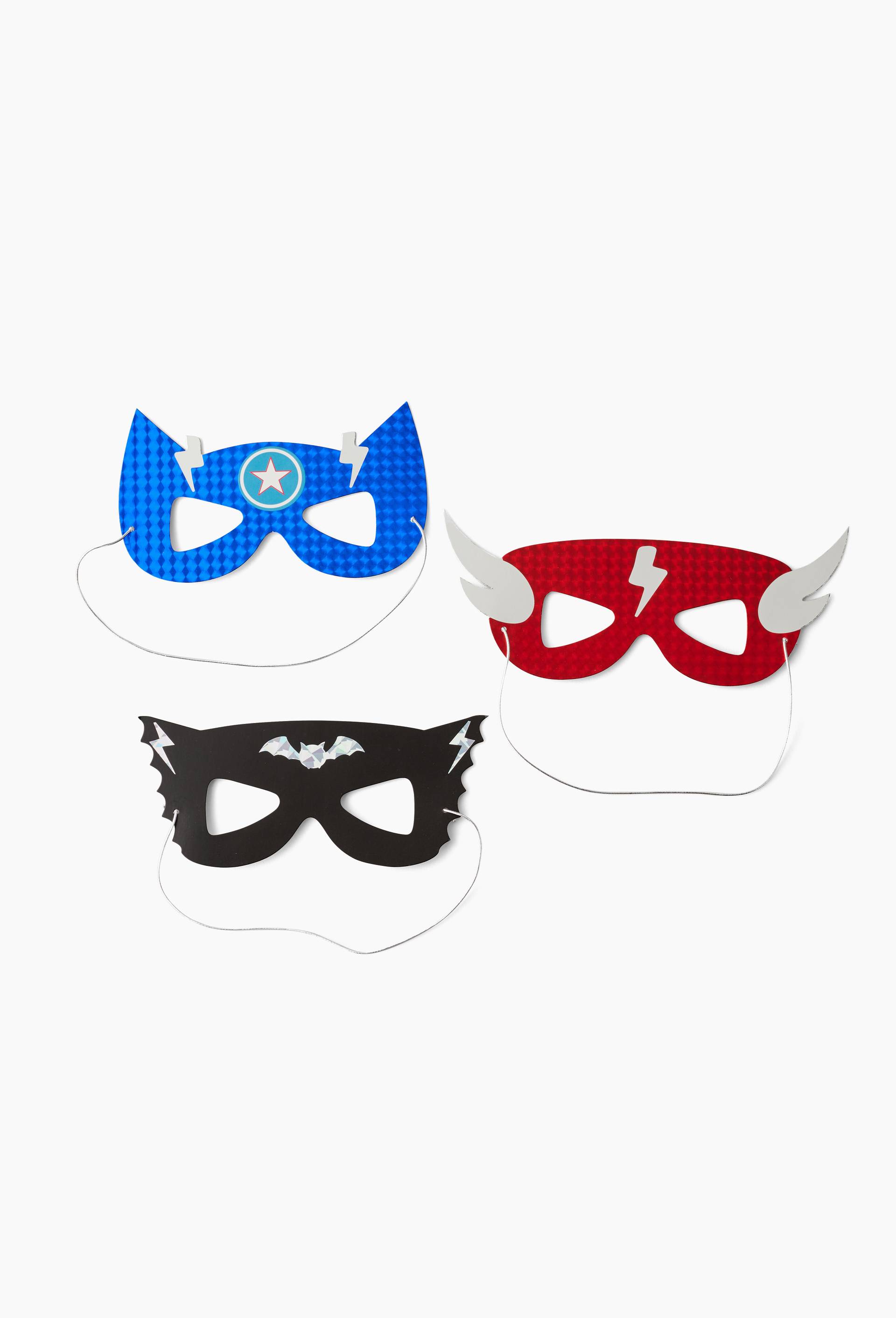 6 masques super birthday en carton 14cm, , large image number 1