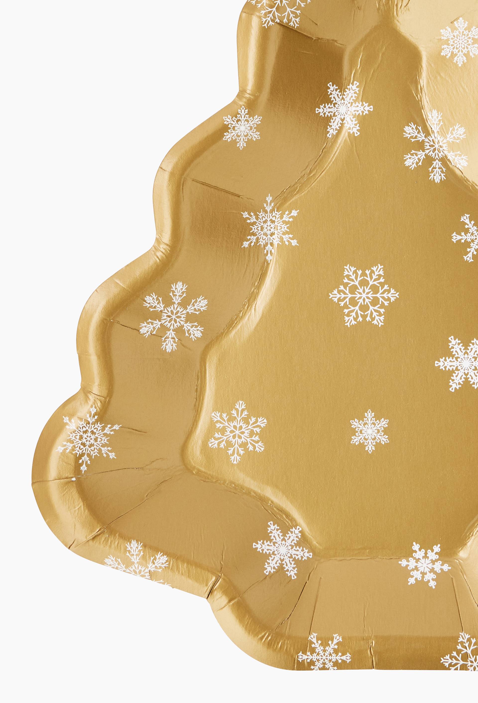 8 assiettes forme sapin, imprimé flocons, , large image number 1