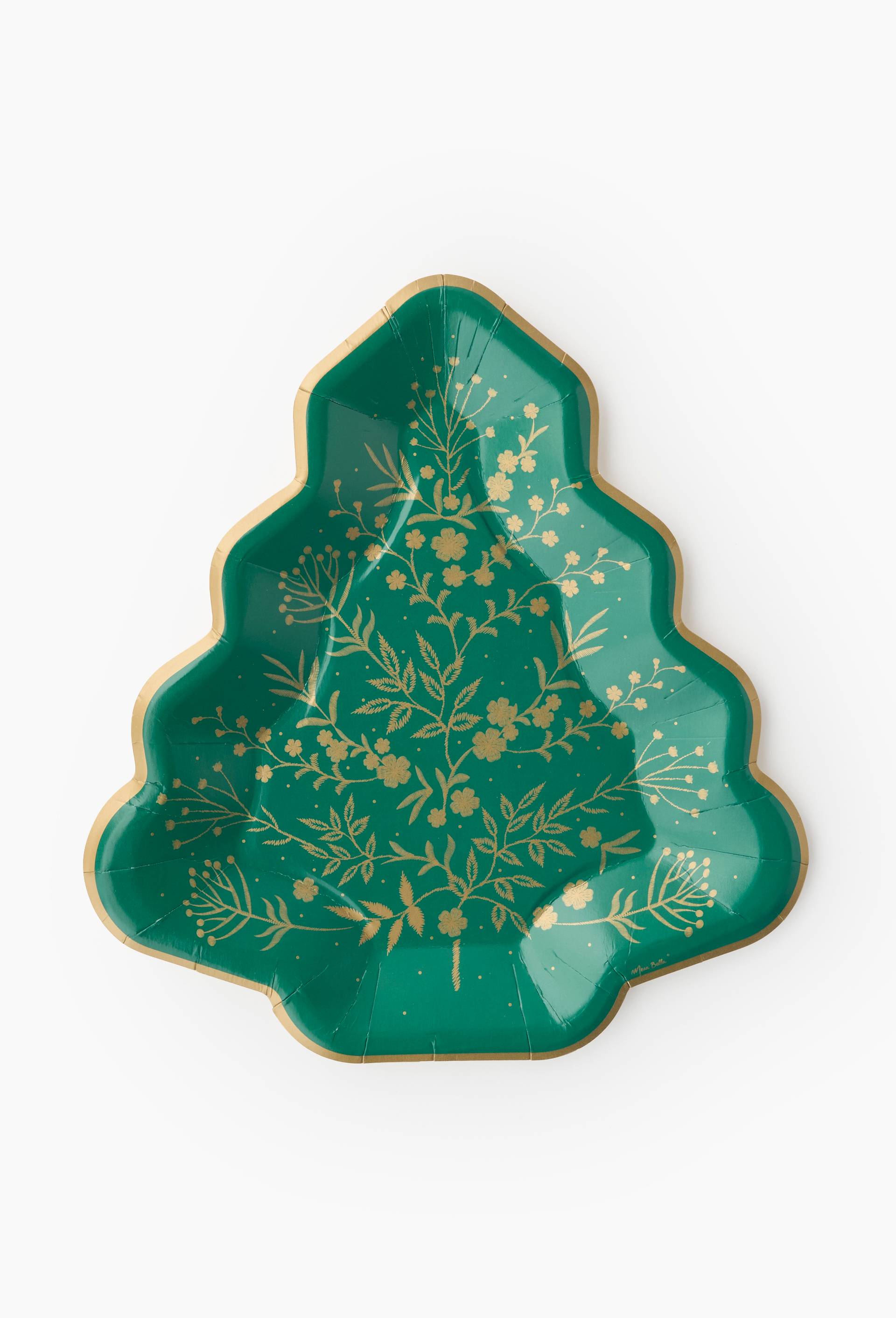 8 assiettes forme sapin, imprim&eacute; feuillage, , large image number 0