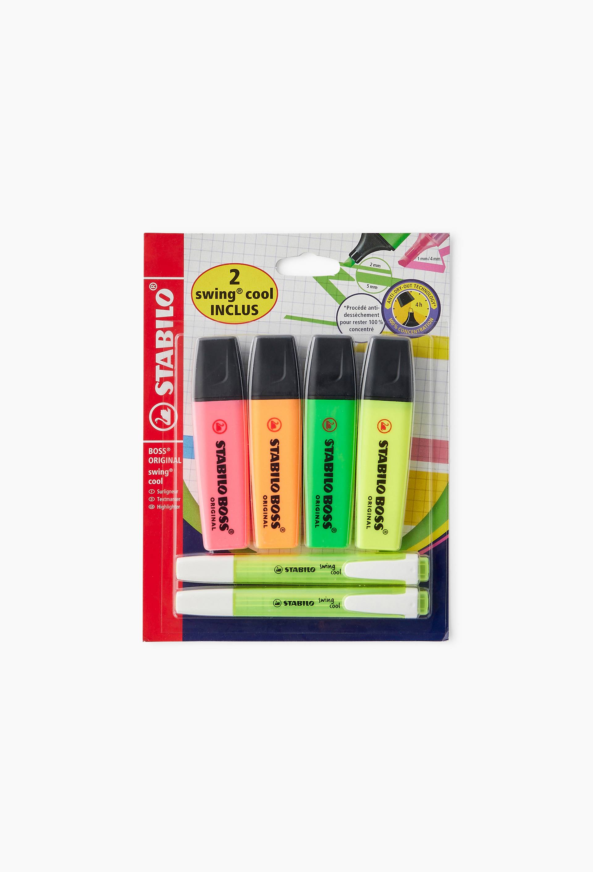 4 surligneurs Boss original + 2 surligneurs Swing, couleurs assorties, , large image number 0