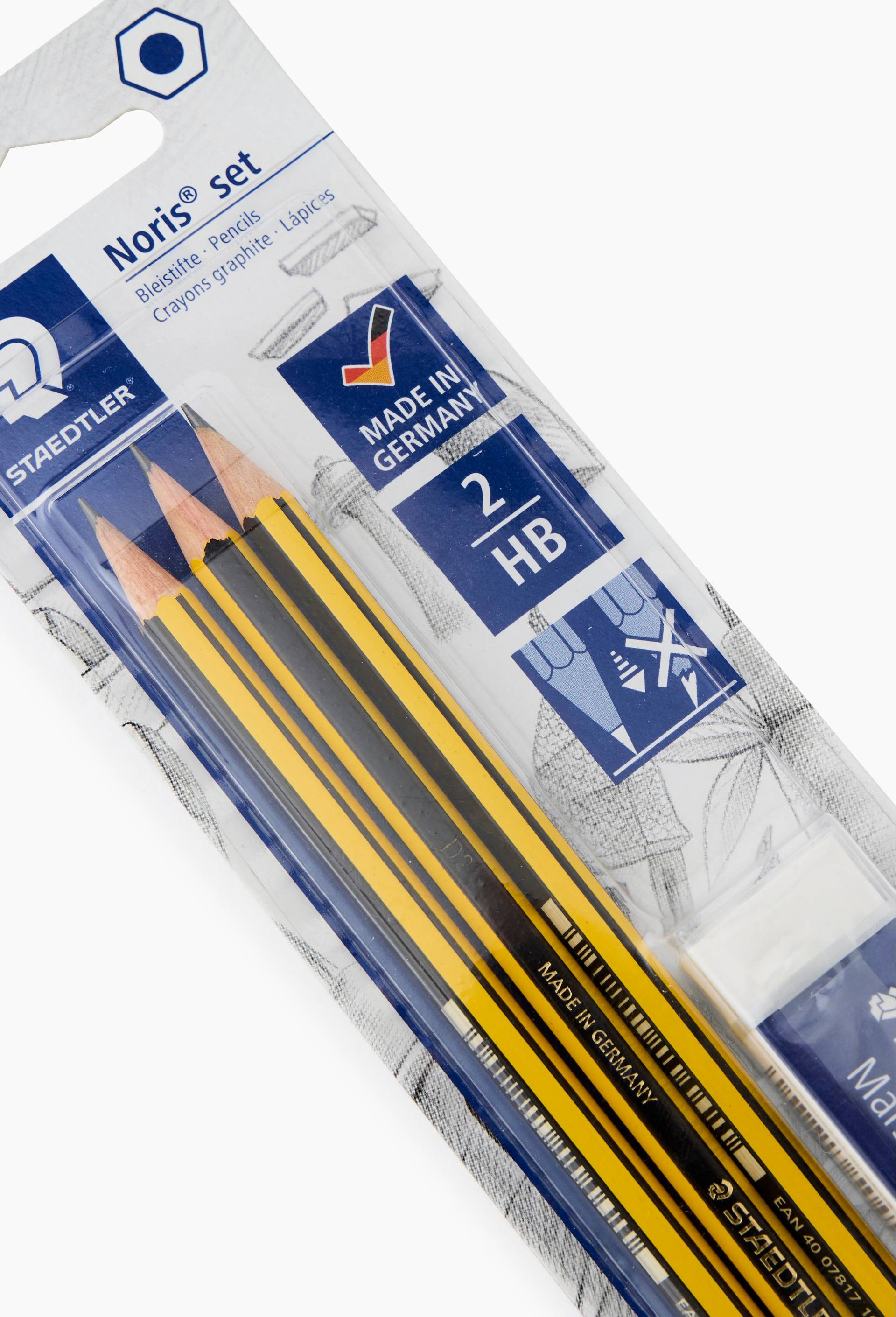 3 crayons de papier Noris et 1 gomme Mars, , large image number 1