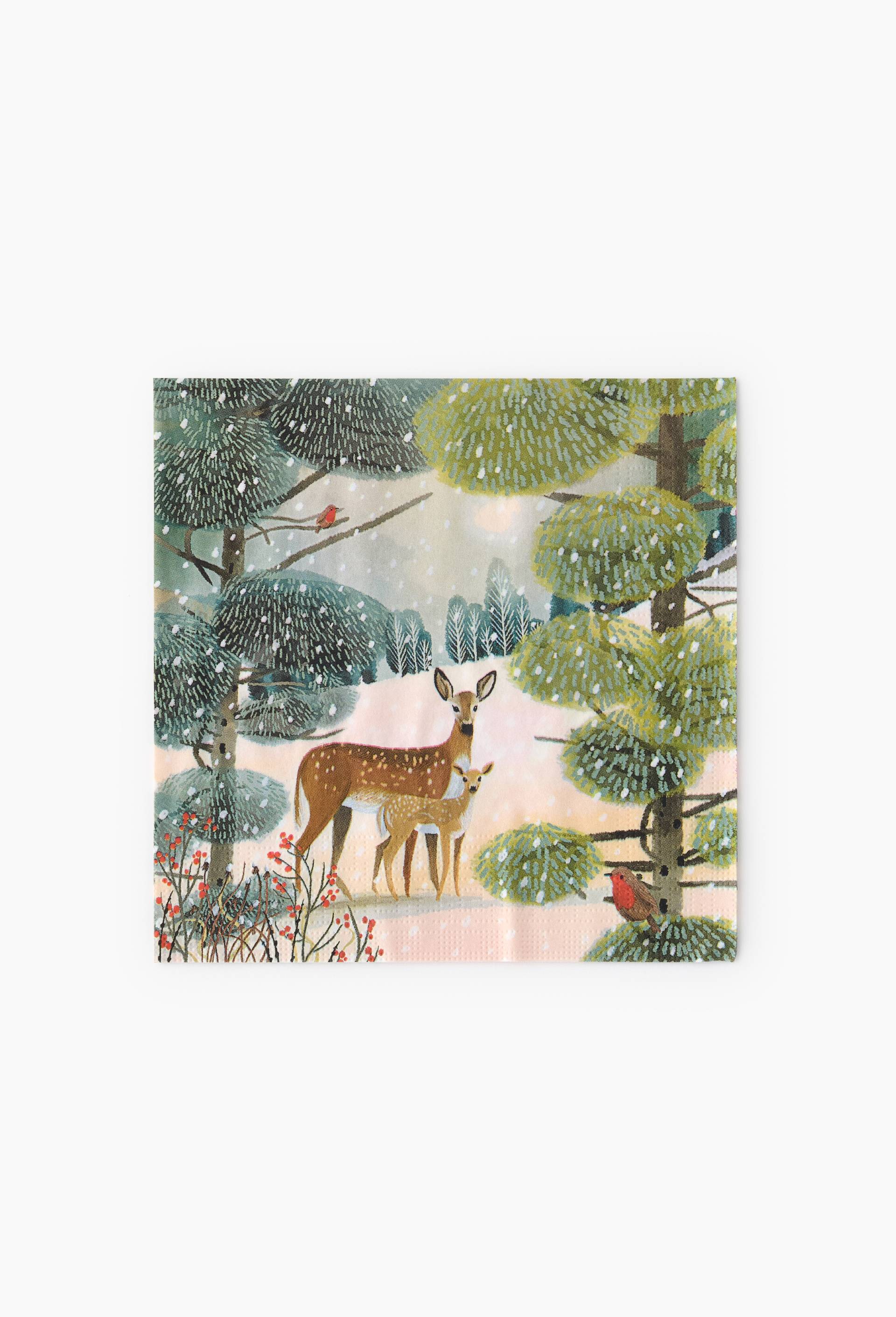 20 serviettes 33x33cm, imprim&eacute; biche et faon, , large image number 0