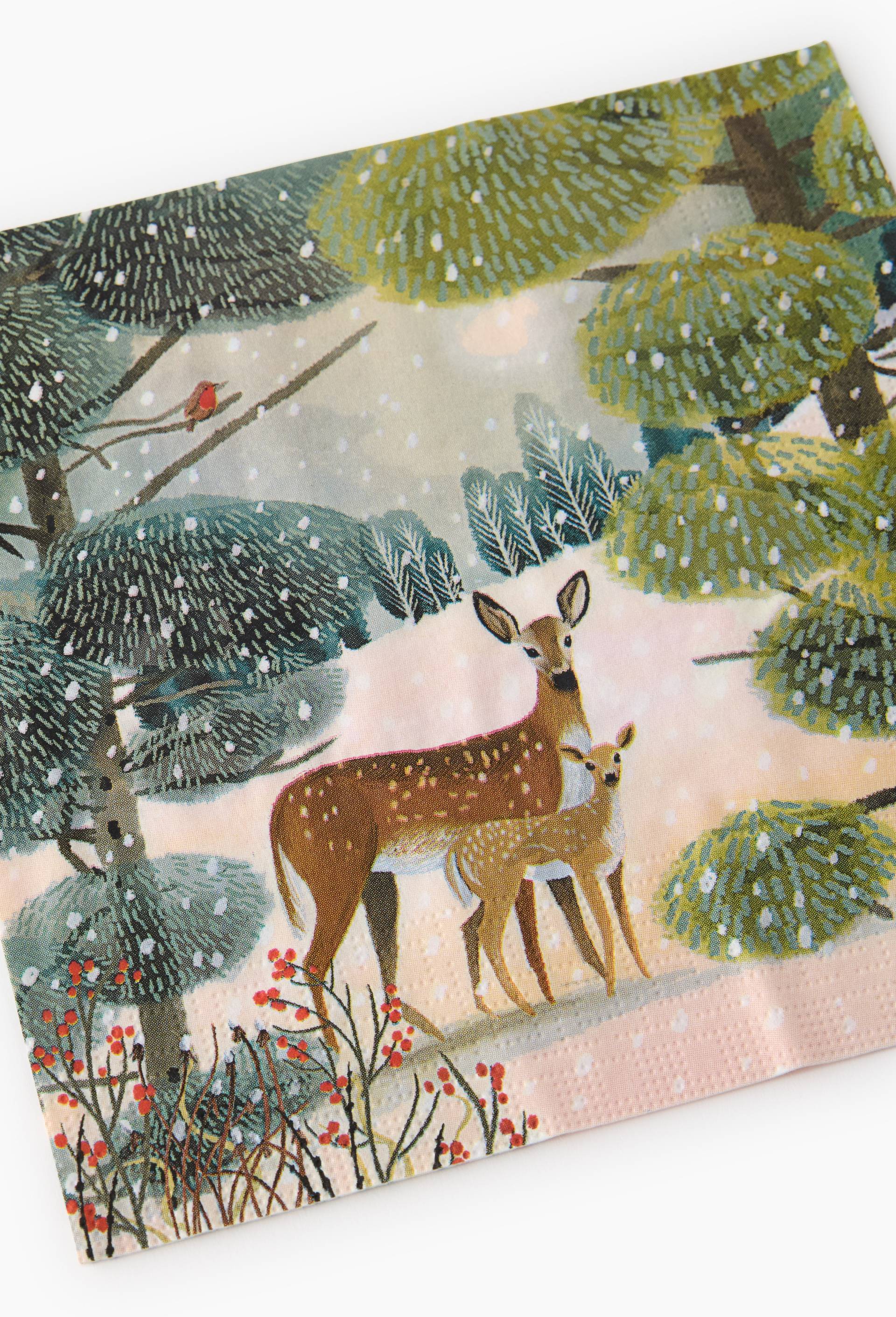 20 serviettes 33x33cm, imprim&eacute; biche et faon, , large image number 1