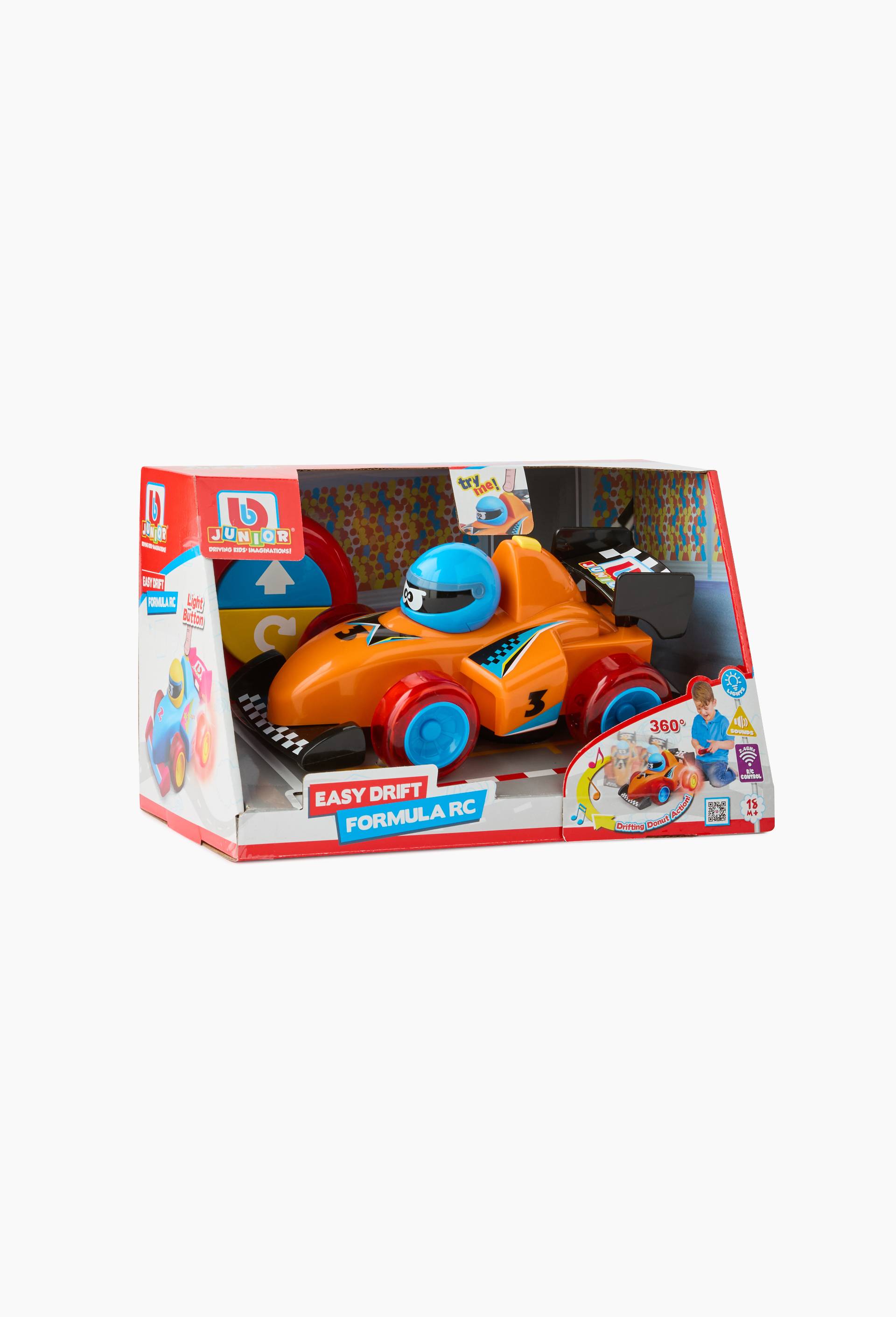 BB JUNIOR - FORMULE 1 FIRST RC - Formule 1 et volant gyroscopique -Assortiment Orange et bleu, , large image number 1