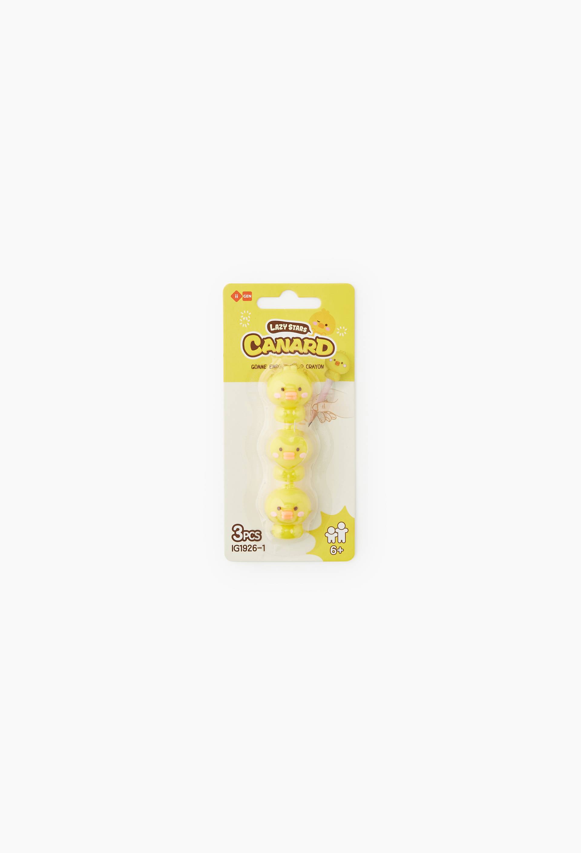 3 gommes embouts de crayon - cochon/canard/ours, , large image number 1.0