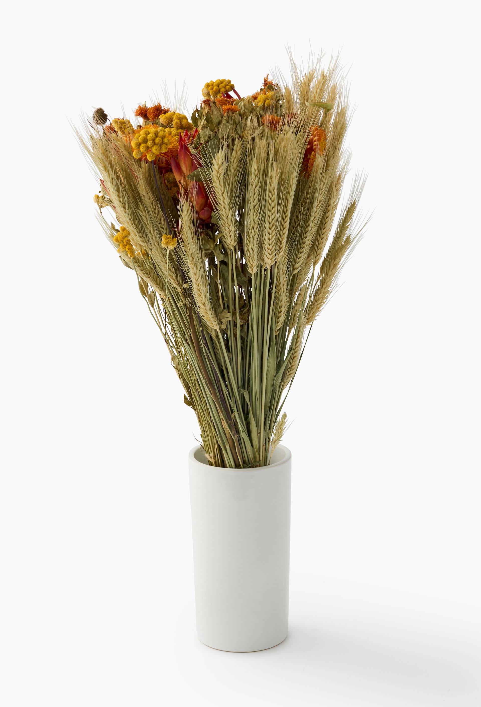 Bouquet de fleurs s&eacute;ch&eacute;es mix orange et Vase, , large